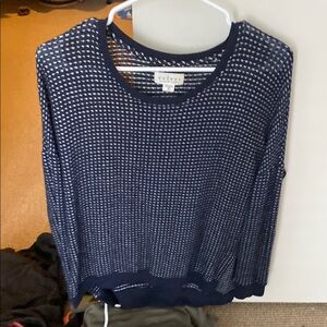 Velvet Blue Crew Neck Sweater with Textured Knit